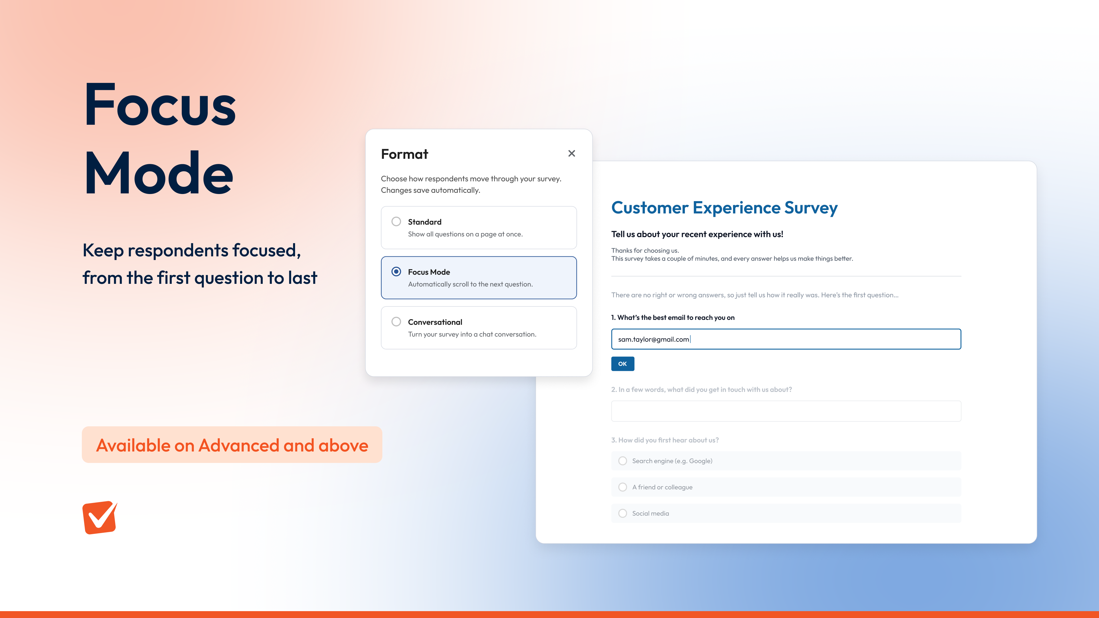 SmartSurvey's Focus Mode illustration